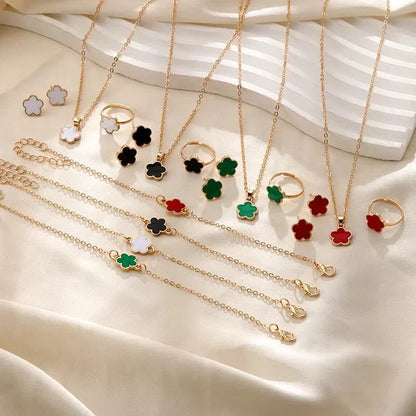 Dainty Blossom 4 Piece Necklace Set