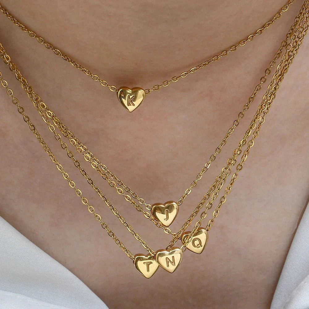 Dainty Tiny Monogram Heart Necklace