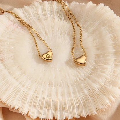 Dainty Tiny Monogram Heart Necklace