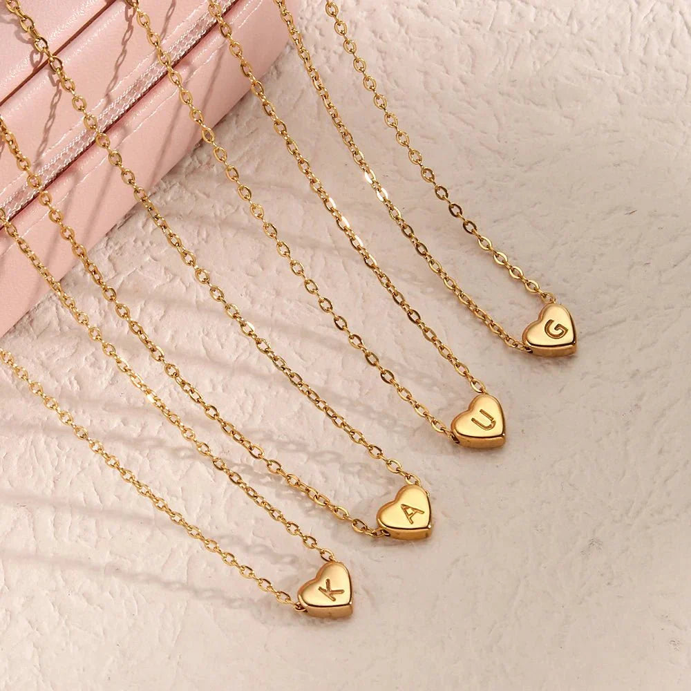 Dainty Tiny Monogram Heart Necklace