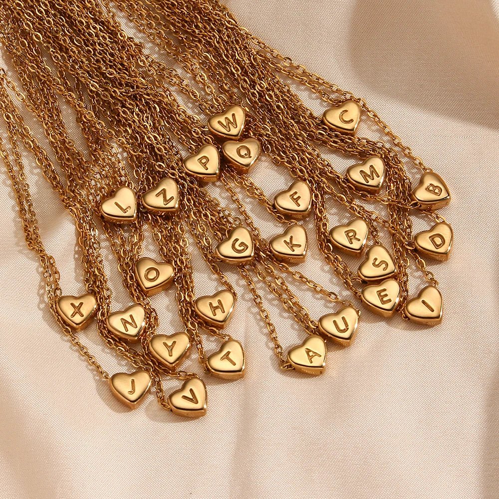 Dainty Tiny Monogram Heart Necklace
