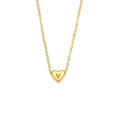 Dainty Tiny Monogram Heart Necklace