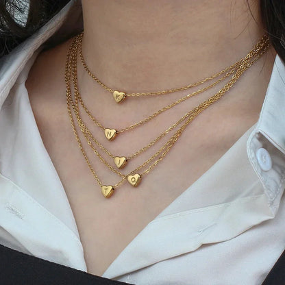 Dainty Tiny Monogram Heart Necklace
