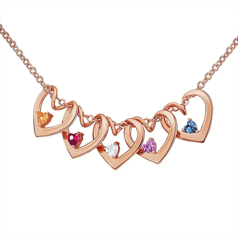Dainty Gemstone Heart Pendant Bangle Necklace Set