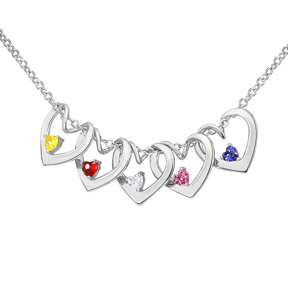 Dainty Gemstone Heart Pendant Bangle Necklace Set