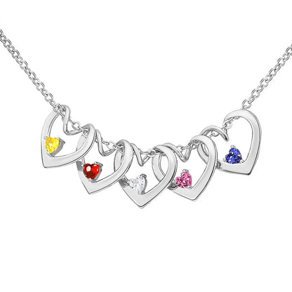 Dainty Gemstone Heart Pendant Bangle Necklace Set