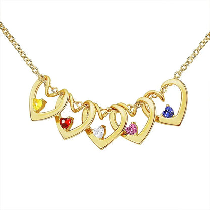 Dainty Gemstone Heart Pendant Bangle Necklace Set