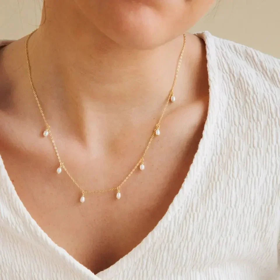 Classic White Pearl Drop Necklace