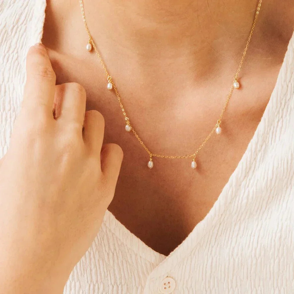 Classic White Pearl Drop Necklace