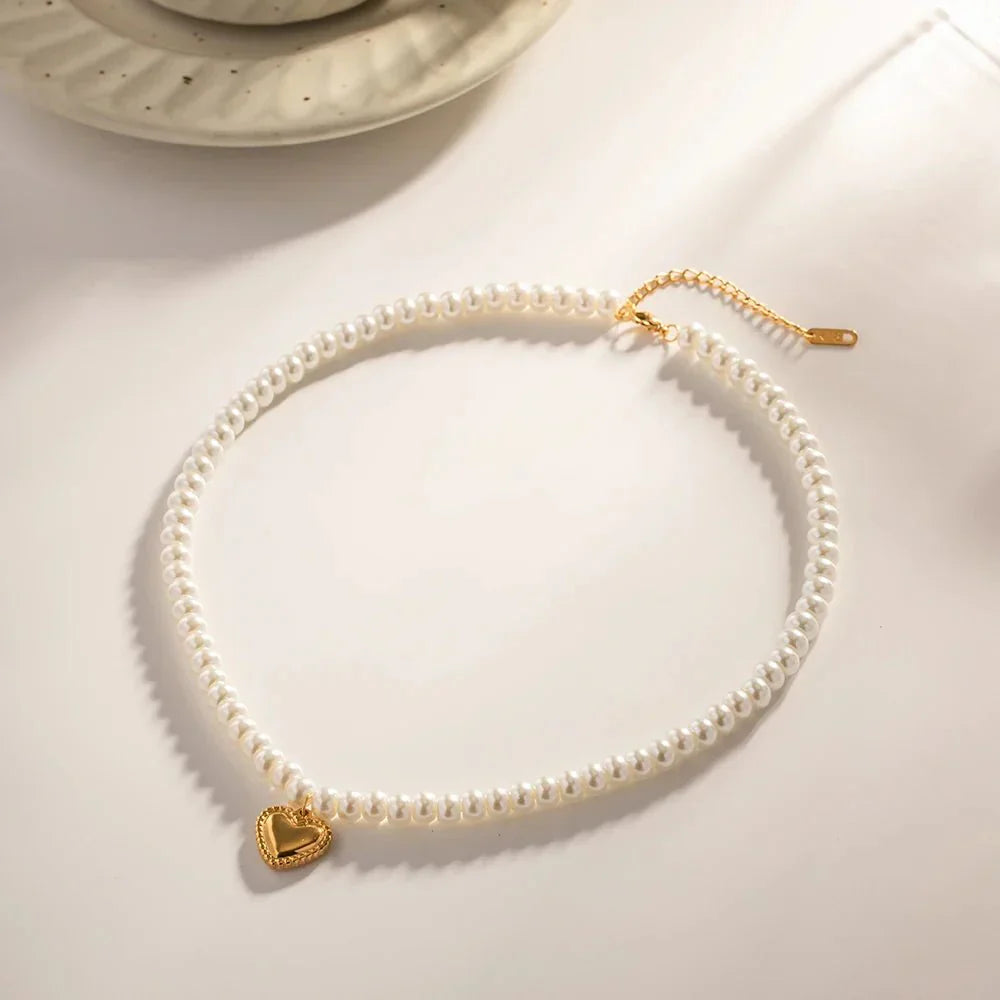 Dainty Rose Gold Heart Chain Necklace