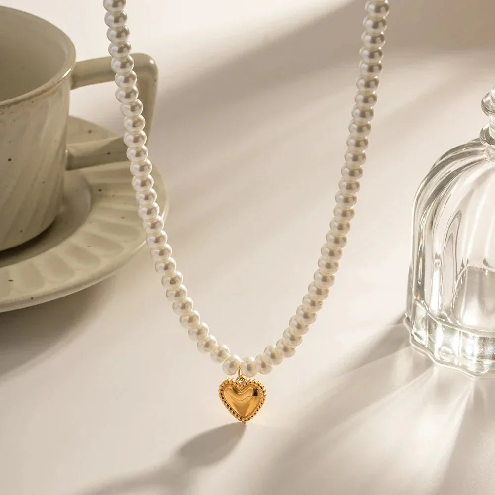 Dainty Rose Gold Heart Chain Necklace