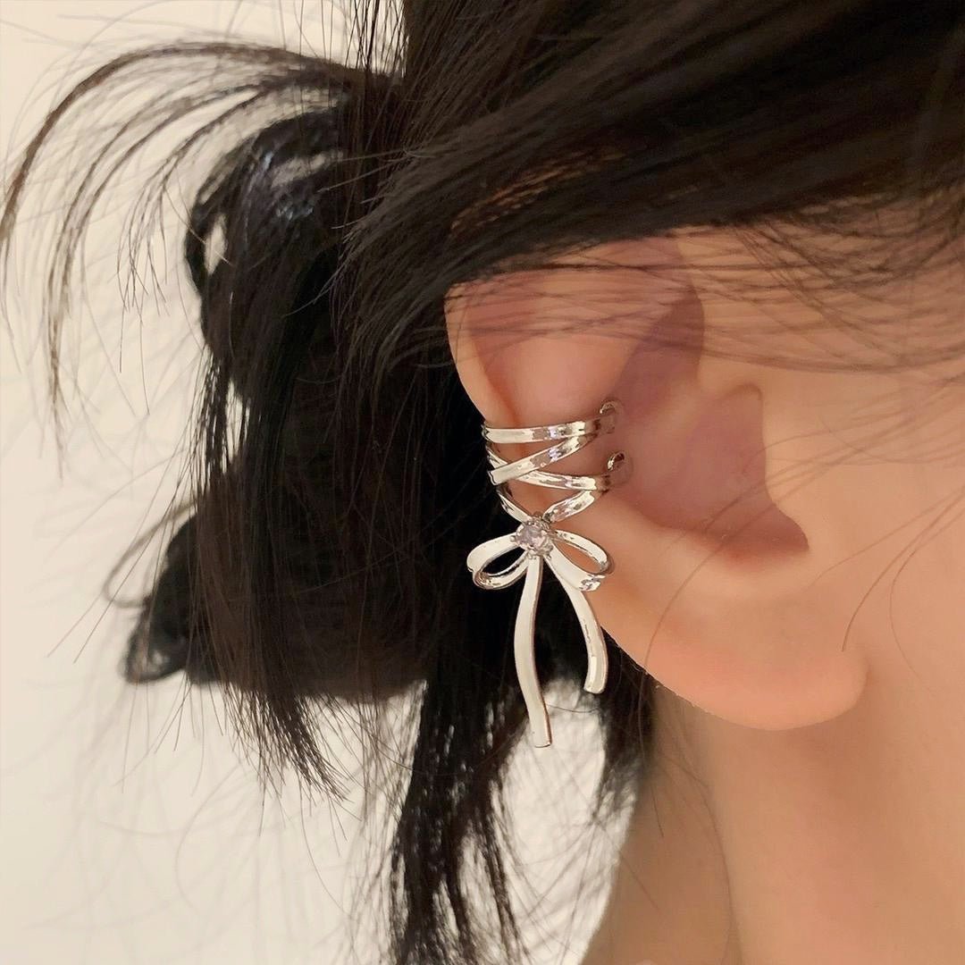 Dainty Bow Tie Drop Earrings Set