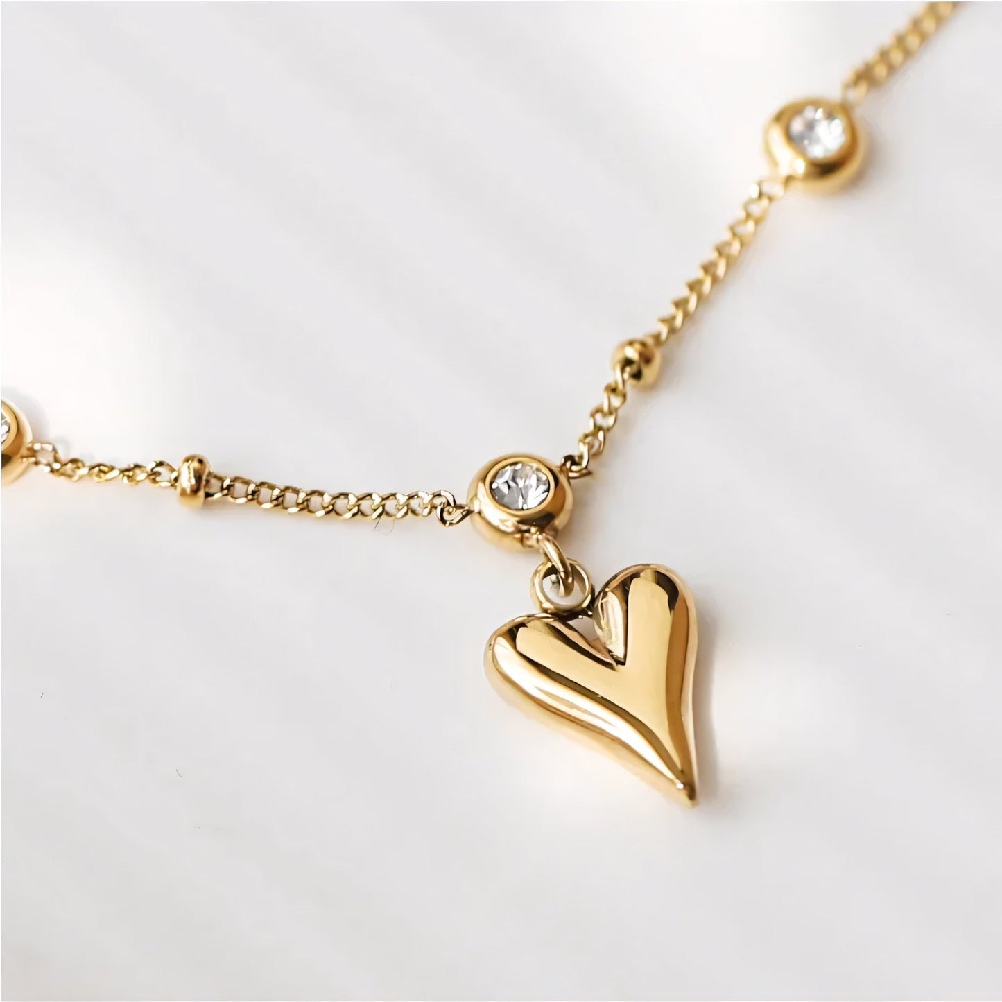 Dainty Heart Shining Silver Anklet