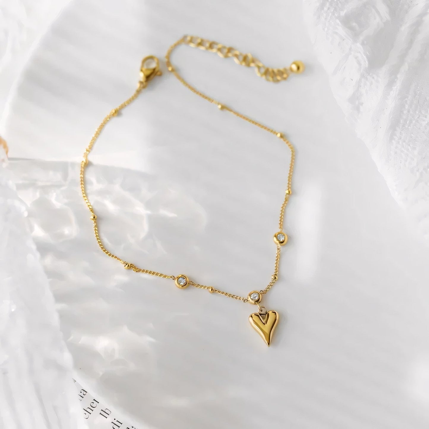 Dainty Heart Shining Silver Anklet