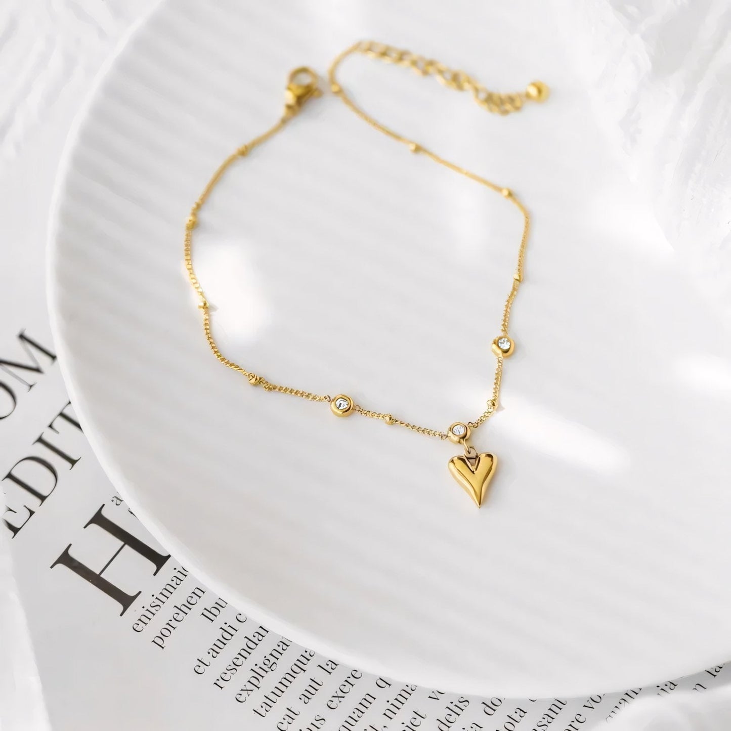 Dainty Heart Shining Silver Anklet