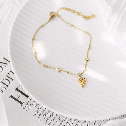 Dainty Heart Shining Silver Anklet