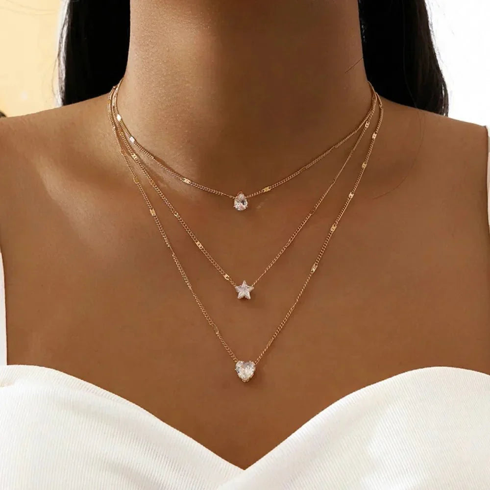 Dainty Diamond Stackable Necklace Set - Luxicro