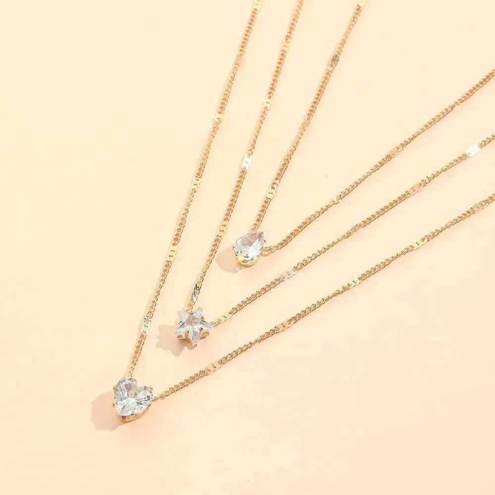 Dainty Diamond Stackable Necklace Set