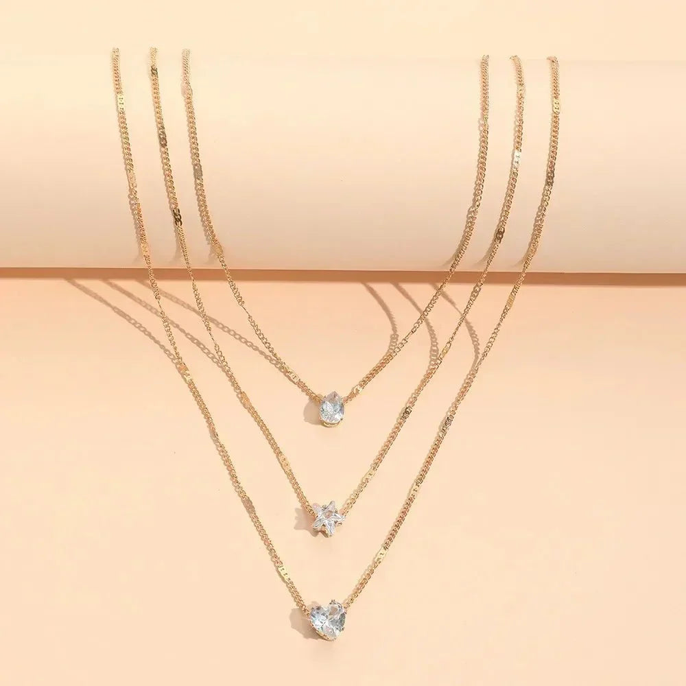 Dainty Diamond Stackable Necklace Set