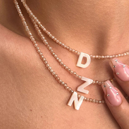 Dainty Birthstone Initial Pendant Necklace
