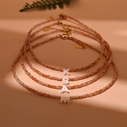 Dainty Birthstone Initial Pendant Necklace