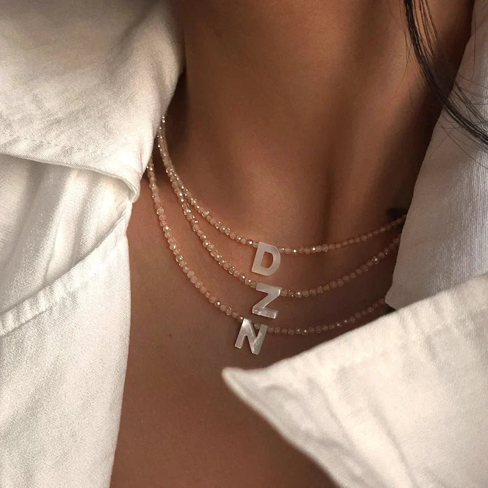 Dainty Birthstone Initial Pendant Necklace - Luxicro