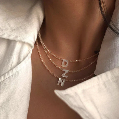 Dainty Birthstone Initial Pendant Necklace - Luxicro