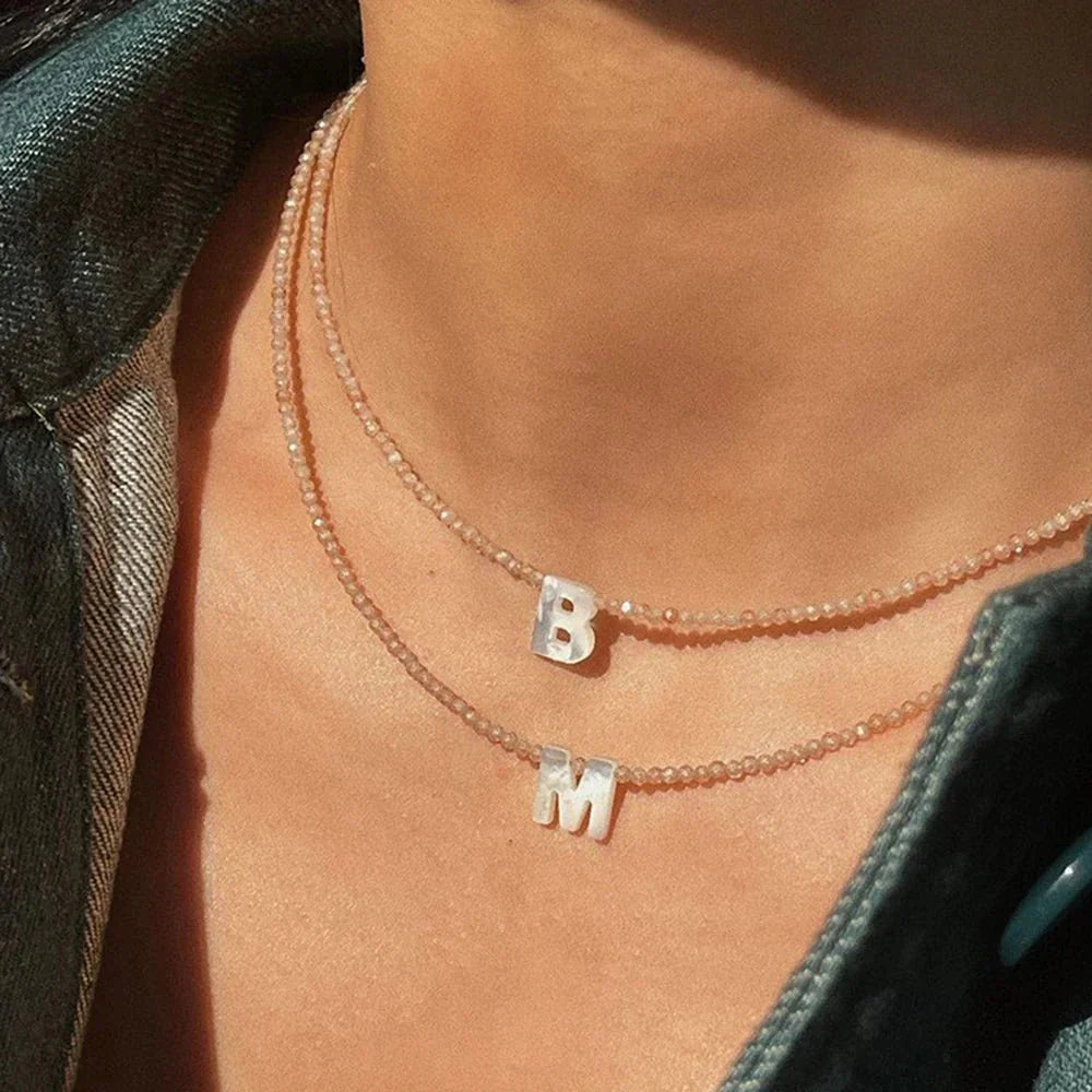 Dainty Birthstone Initial Pendant Necklace