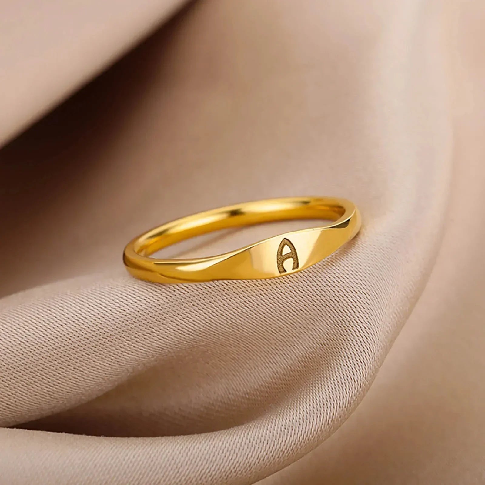 Dainty Thin Monogram Letter Ring - Luxicro