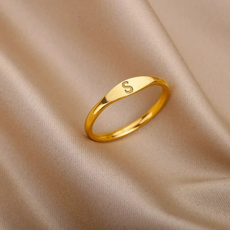 Dainty Thin Monogram Letter Ring