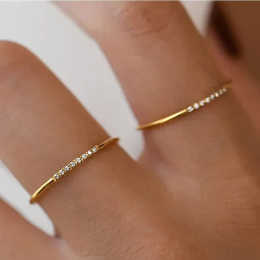 Dainty Thin Diamond Engagement Ring - Luxicro