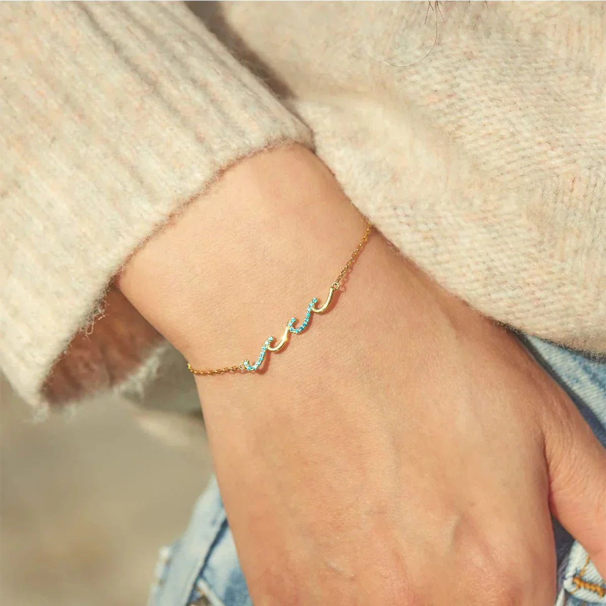 Dainty Ocean Wave Charm Bracelet