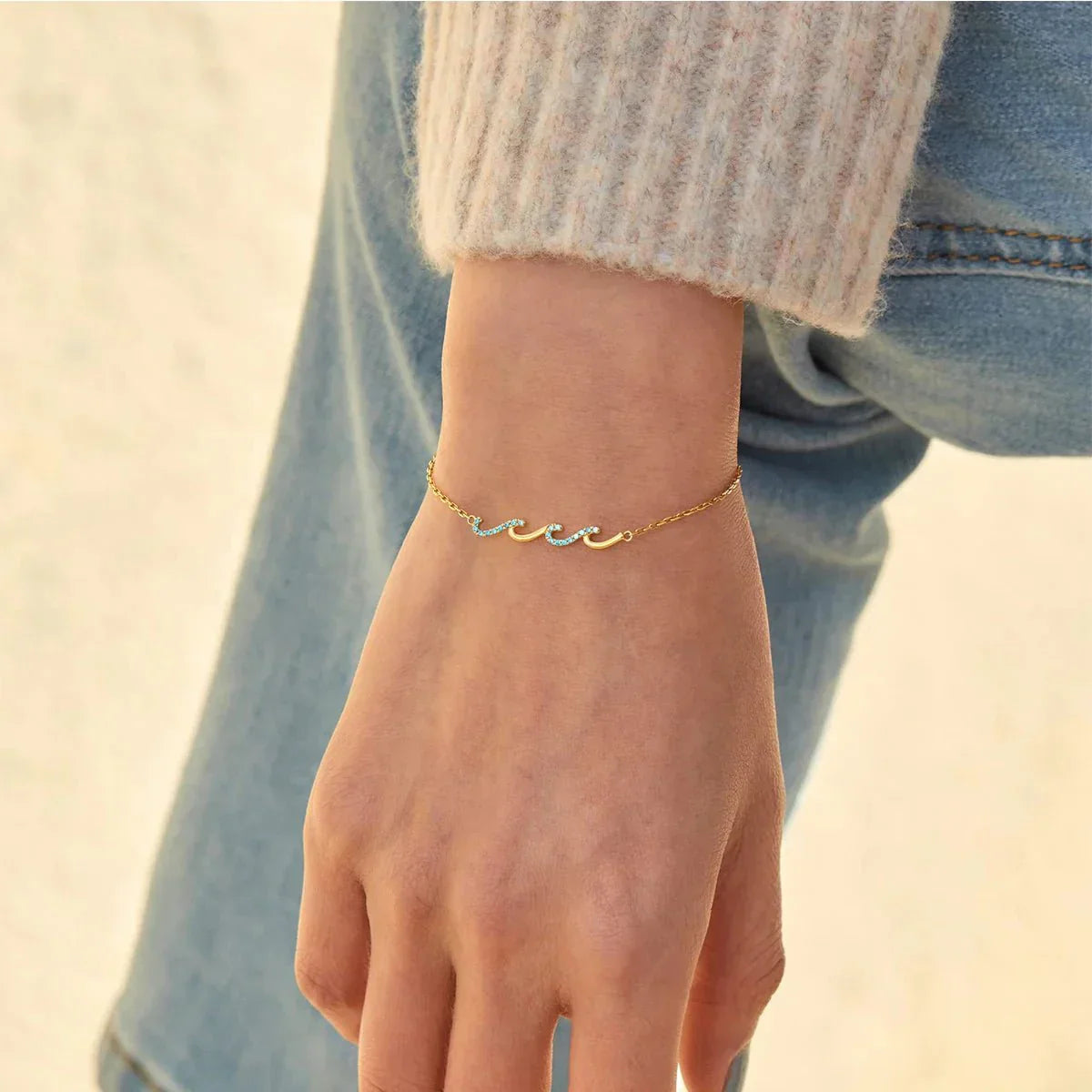 Dainty Ocean Wave Charm Bracelet