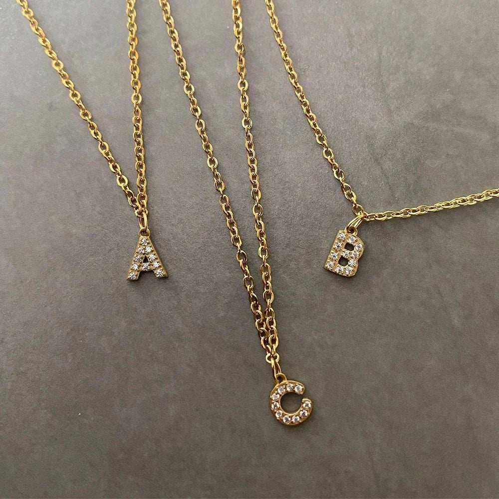 Dainty Initial Pendant Chain Necklace