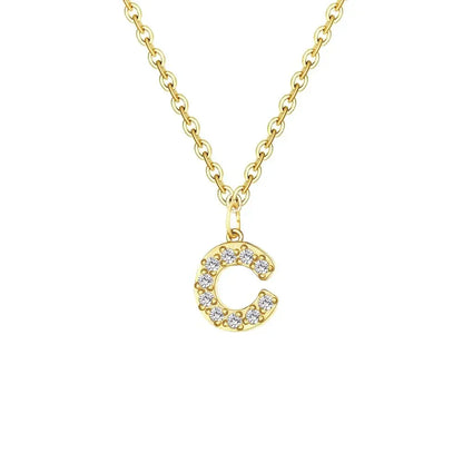 Dainty Initial Letter Pendant Necklace Chain