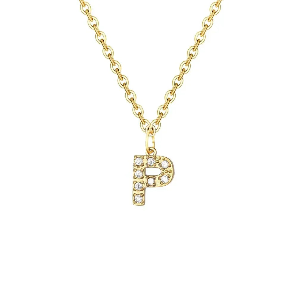 Dainty Initial Letter Pendant Necklace Chain