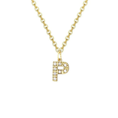 Dainty Initial Letter Pendant Necklace Chain