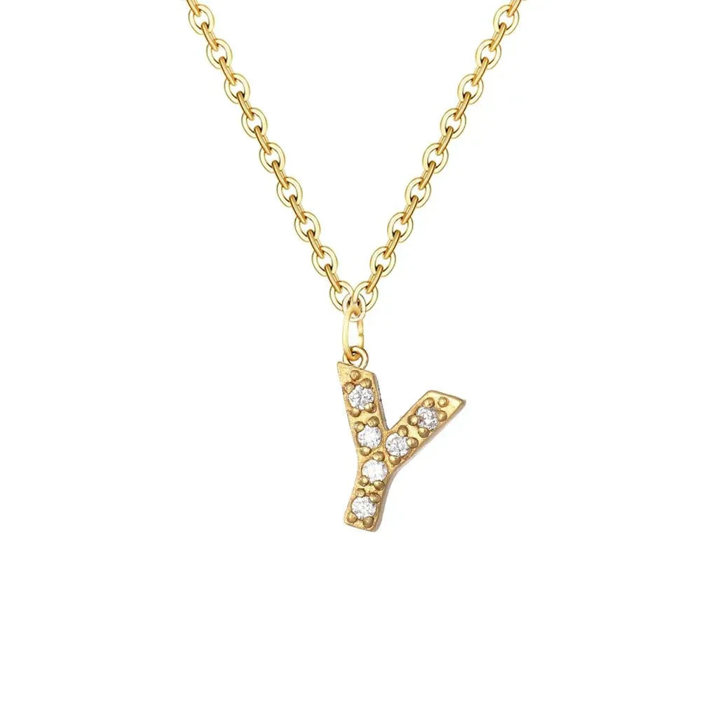 Dainty Initial Letter Pendant Necklace Chain