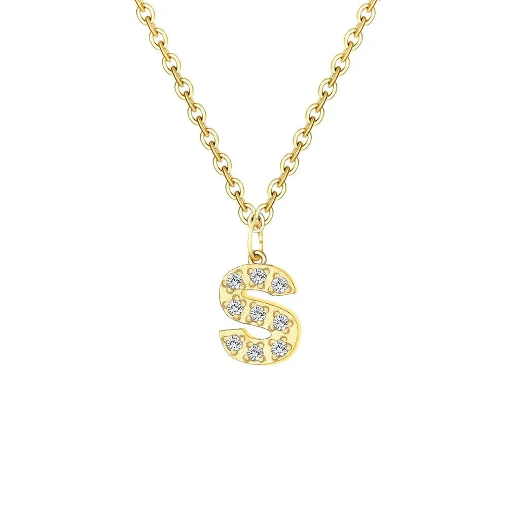 Dainty Initial Letter Pendant Necklace Chain