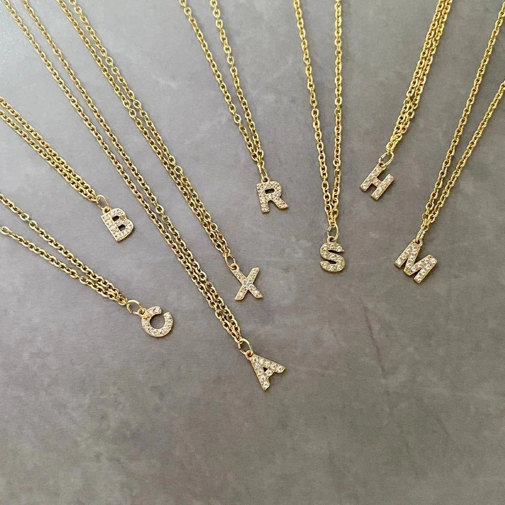 Dainty Initial Pendant Chain Necklace