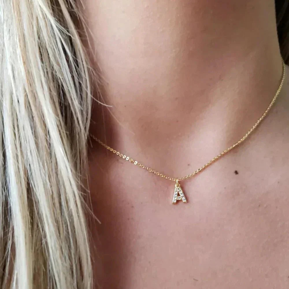 Dainty Initial Pendant Chain Necklace