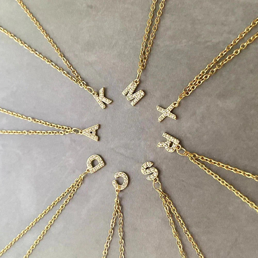 Dainty Initial Pendant Chain Necklace