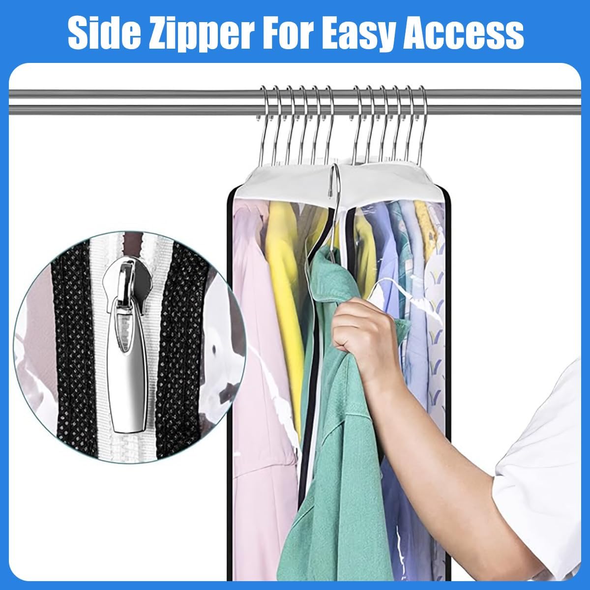 Clear Storage Bags with Zipper - 6 Pack Closet Organizers