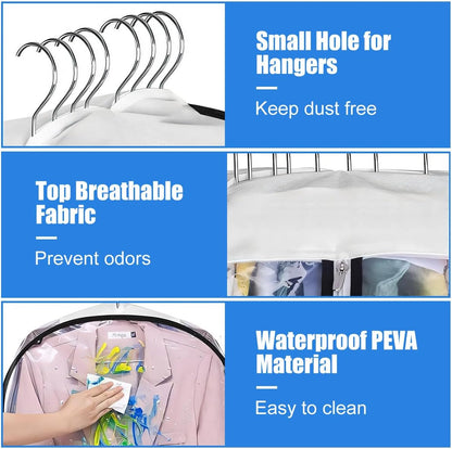Clear Storage Bags with Zipper - 6 Pack Closet Organizers