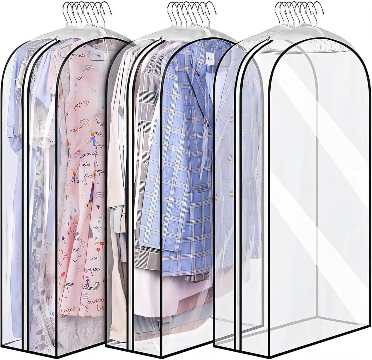 Clear Clothing Storage Bags with Zipper - 3 Pack