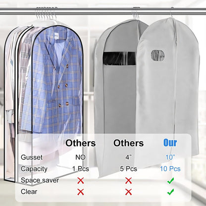 Clear Clothing Storage Bags with Zipper - 3 Pack