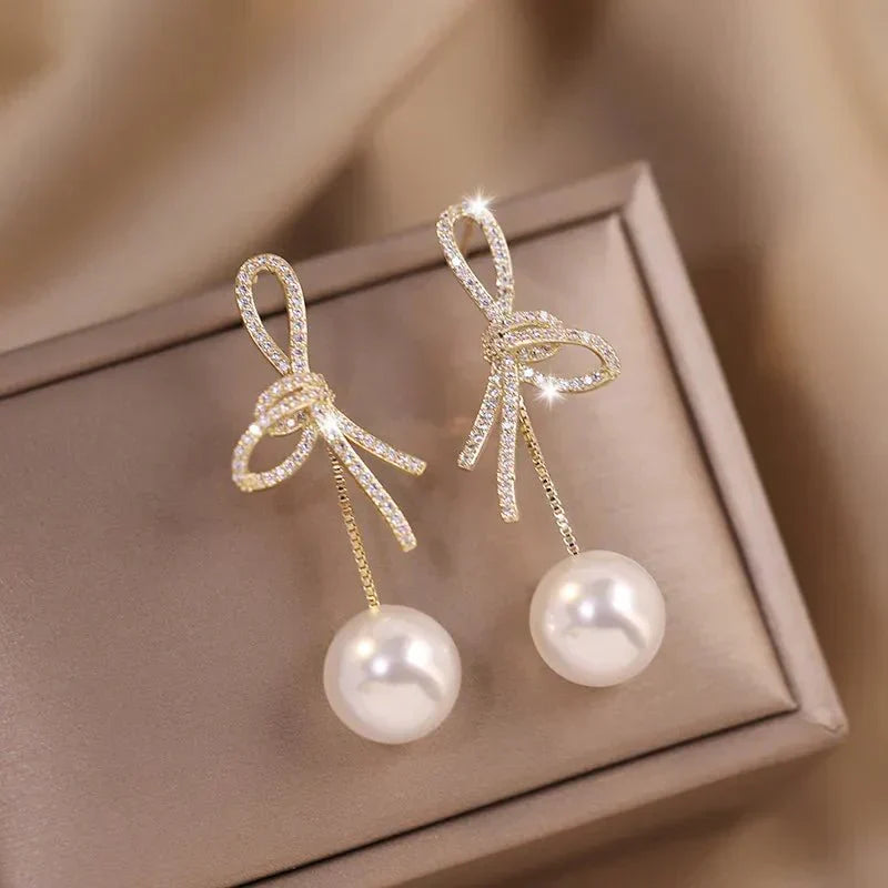 Elegant White Pearl Drop Earrings