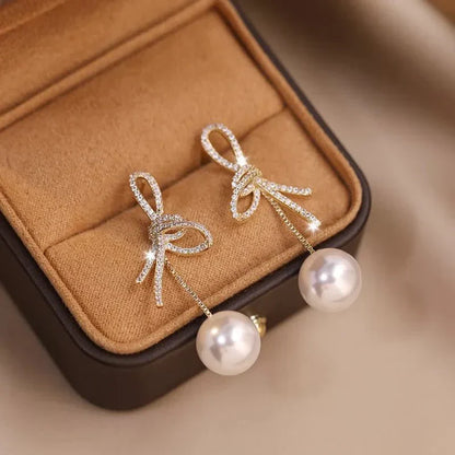 Elegant White Pearl Drop Earrings