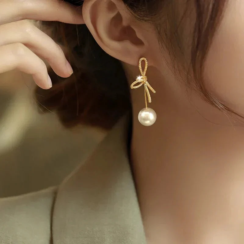 Elegant White Pearl Drop Earrings