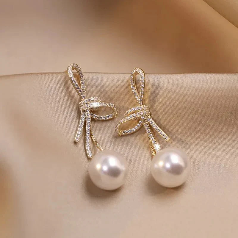Elegant White Pearl Drop Earrings
